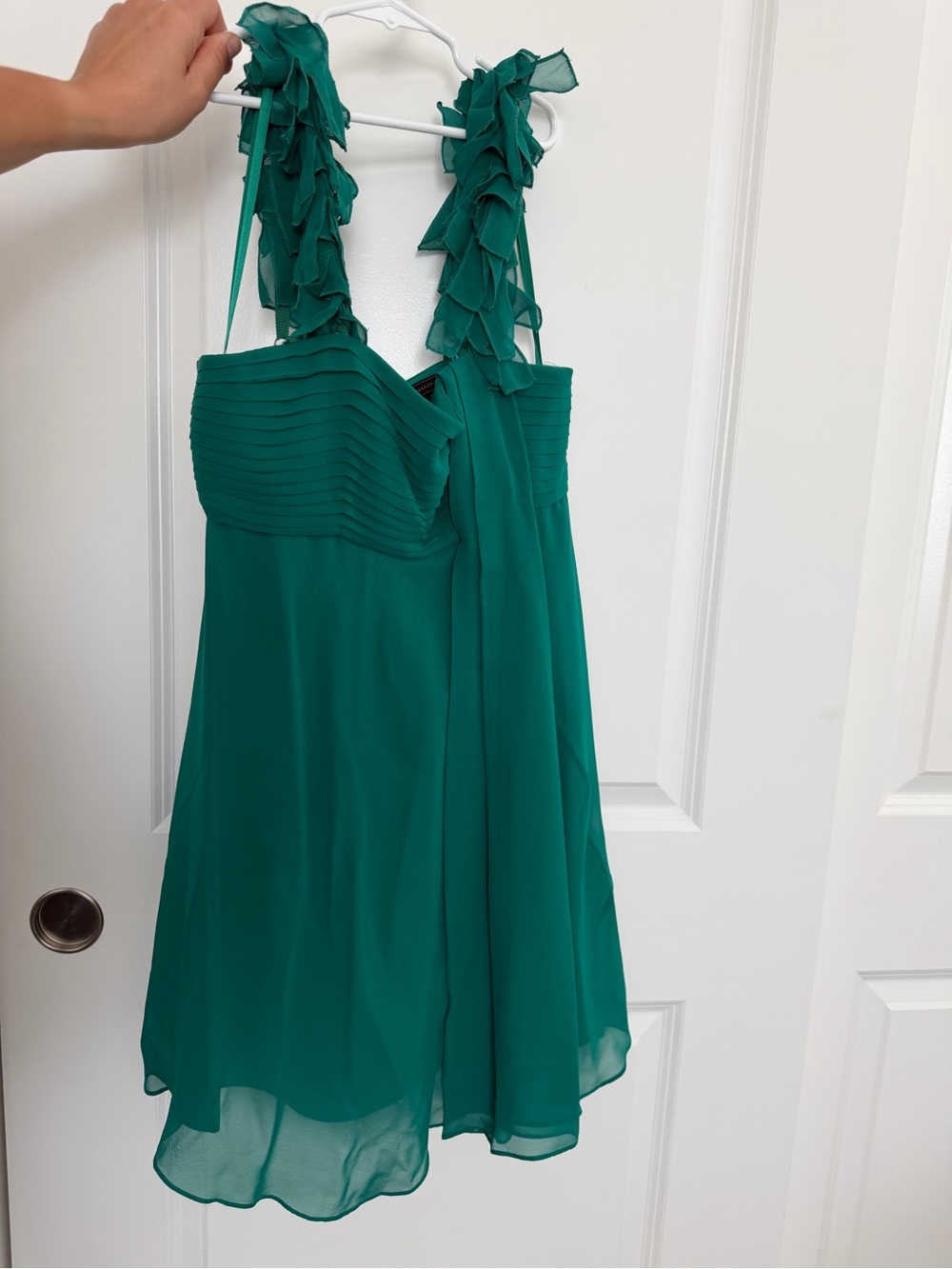 BCBGMaxAzria Teal Green Ruffle-Shoulder Midi Dress